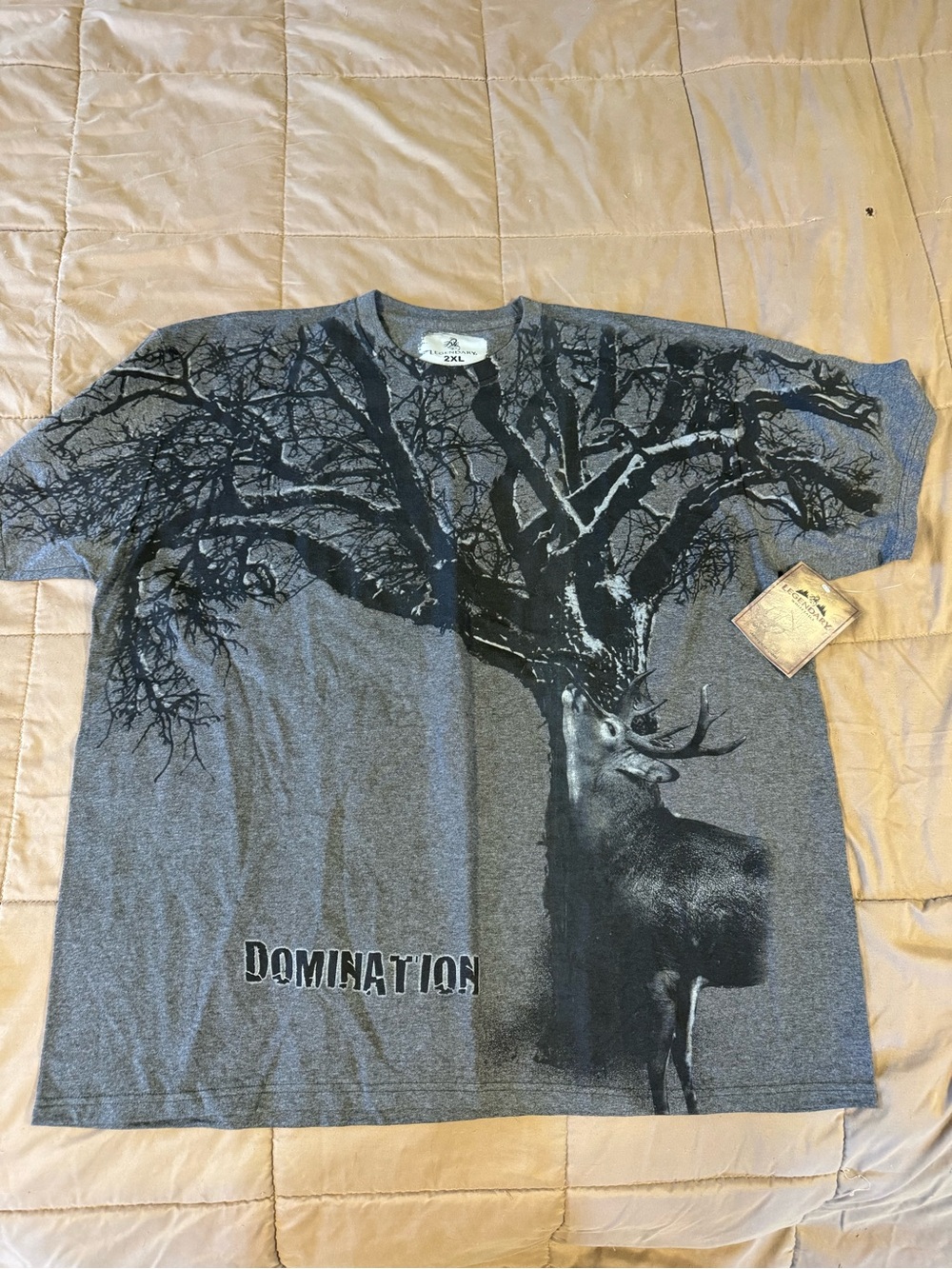 Legendary Whitetails Gray Short-Sleeve Tee with Deer and Tree Graphic